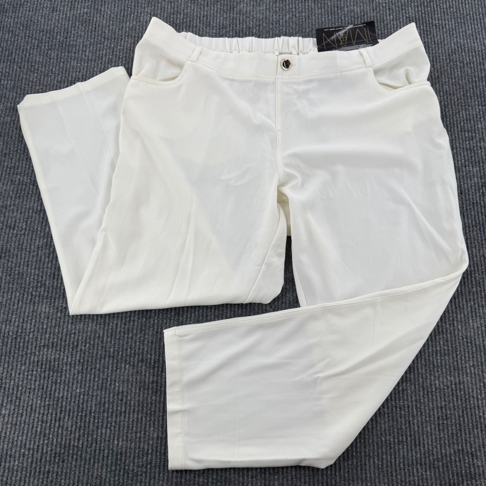 IMAN Global Chic Womens 3X White Stretch Straight Leg Elastic Waist Pants